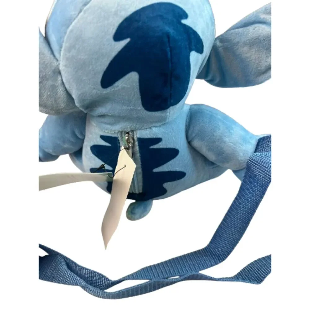 Disney Stitch Plush Bioworld NWT Blue Zipper Bag Kids Travel Backpack